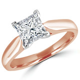 Princess Lab Created Diamond Cathedral Solitaire Engagement Ring in Rose Gold (MVSLG1010-R)