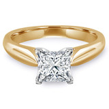 Princess Lab Created Diamond Cathedral Solitaire Engagement Ring in Yellow Gold (MVSLG1010-Y)