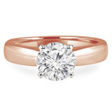 Round Lab Created Diamond Tapered Cathedral Solitaire Engagement Ring in Rose Gold (MVSLG1011-R)