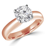 Round Lab Created Diamond Tapered Cathedral Solitaire Engagement Ring in Rose Gold (MVSLG1011-R)