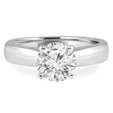 Round Lab Created Diamond Tapered Cathedral Solitaire Engagement Ring in White Gold (MVSLG1011-W)