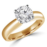 Round Lab Created Diamond Tapered Cathedral Solitaire Engagement Ring in Yellow Gold (MVSLG1011-Y)