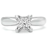 Princess Lab Created Diamond Tapered Cathedral Solitaire Engagement Ring in White Gold (MVSLG1012-W)