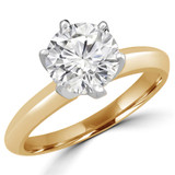 Round Lab Created Diamond Knife Edge 6-Prong Solitaire Engagement Ring in Yellow Gold (MVSLG1013-Y)