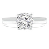 Round Lab Created Diamond Pinched Cathedral Solitaire Engagement Ring in White Gold (MVSLG1014-W)