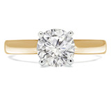 Round Lab Created Diamond Pinched Cathedral Solitaire Engagement Ring in Yellow Gold (MVSLG1014-Y)