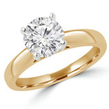 Round Lab Created Diamond Pinched Cathedral Solitaire Engagement Ring in Yellow Gold (MVSLG1014-Y)