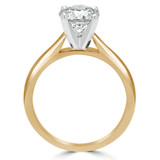 Round Lab Created Diamond Pinched Cathedral Solitaire Engagement Ring in Yellow Gold (MVSLG1014-Y)