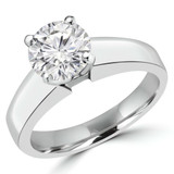 Round Lab Created Diamond Reverse Tapered Cathedral Solitaire Engagement Ring in White Gold (MVSLG1019-W)