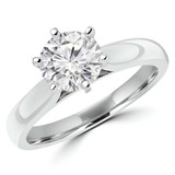 Round Lab Created Diamond Pinched Cathedral Solitaire Engagement Ring in White Gold (MVSLG1025-W)