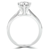 Round Lab Created Diamond Pinched Cathedral Solitaire Engagement Ring in White Gold (MVSLG1025-W)