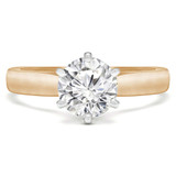 Round Lab Created Diamond Pinched Cathedral Solitaire Engagement Ring in Yellow Gold (MVSLG1025-Y)