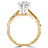 Round Lab Created Diamond Pinched Cathedral Solitaire Engagement Ring in Yellow Gold (MVSLG1025-Y)