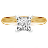 Princess Lab Created Diamond Pinched Cathedral V-Prong Solitaire Engagement Ring in Yellow Gold (MVSLG1027-Y)