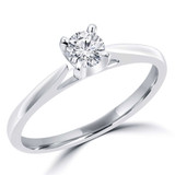 Round Lab Created Diamond Tapered Cathedral  Solitaire Engagement Ring in White Gold (MVSLG1028-W)