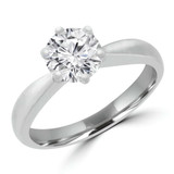Round Lab Created Diamond Tapered 6-Prong Solitaire Engagement Ring in White Gold (MVSLG1034-W)