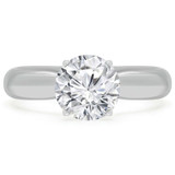Round Lab Created Diamond Pinched Cathedral Solitaire Engagement Ring in White Gold (MVSLG1037-W)