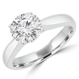 Round Lab Created Diamond Pinched Cathedral Solitaire Engagement Ring in White Gold (MVSLG1037-W)