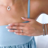 Round Lab Created Diamond Pinched Cathedral Solitaire Engagement Ring in White Gold (MVSLG1037-W)