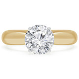 Round Lab Created Diamond Pinched Cathedral Solitaire Engagement Ring in Yellow Gold (MVSLG1037-Y)