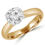 Round Lab Created Diamond Pinched Cathedral Solitaire Engagement Ring in Yellow Gold (MVSLG1037-Y)
