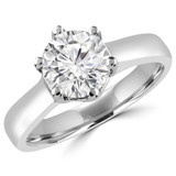 Round Lab Created Diamond Cathedral Trellis 6-Prong Solitaire Engagement Ring in White Gold (MVSLG1041-W)