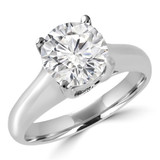 Round Lab Created Diamond Reverse Tapered Cathedral Trellis Solitaire Engagement Ring in White Gold (MVSLG1042-W)