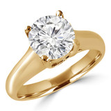 Round Lab Created Diamond Reverse Tapered Cathedral Trellis Solitaire Engagement Ring in Yellow Gold (MVSLG1042-Y)