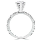 Round Lab Created Diamond High Set 6-Prong Solitaire with Accents Engagement Ring in White Gold (MVSLG1052-W)