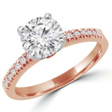 Round Lab Created Diamond 6-Prong Solitaire with Accents Engagement Ring in Rose Gold (MVSLG1053-R)
