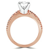 Princess Lab Created Diamond V-Prong Solitaire with Accents Engagement Ring in Rose Gold (MVSLG1059-R)