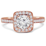 Round Lab Created Diamond Cathedral Cushion Halo Engagement Ring in Rose Gold (MVSLG1065-R)