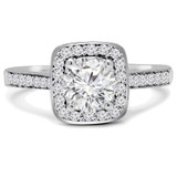 Round Lab Created Diamond Cathedral Cushion Halo Engagement Ring in White Gold (MVSLG1065-W)