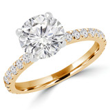 Round Lab Created Diamond Solitaire with Accents Engagement Ring in Yellow Gold (MVSLG1069-Y)