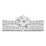 Round Lab Created Diamond 6-Prong Solitaire with Accents Engagement Ring and Wedding Band Set Ring in White Gold Channel Set Accents (MVSLG1072-W)