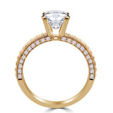 Round Lab Created Diamond Two-Row Rolled Pave Solitaire with Accents Engagement Ring in Yellow Gold (MVSLG1076-Y)