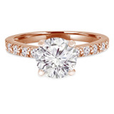 Round Lab Created Diamond Solitaire with Accents Engagement Ring in Rose Gold (MVSLG1077-R)