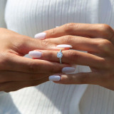 Round Lab Created Diamond Solitaire with Accents Engagement Ring in White Gold (MVSLG1077-W)