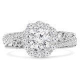 Round Lab Created Diamond Vintage Split-Shank Halo Engagement Ring in White Gold (MVSLG1086-W)