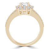 Round Lab Created Diamond Vintage Split-Shank Halo Engagement Ring in Yellow Gold (MVSLG1086-Y)