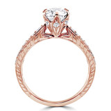 Round Lab Created Diamond Vintage Cathedral Solitaire with Accents Engagement Ring in Rose Gold (MVSLG1092-R)