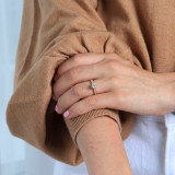 Round Lab Created Diamond Vintage Cathedral Solitaire with Accents Engagement Ring in Rose Gold (MVSLG1092-R)