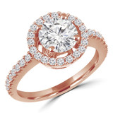 Round Lab Created Diamond Round Halo Engagement Ring in Rose Gold (MVSLG1093-R)