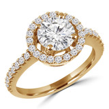 Round Lab Created Diamond Round Halo Engagement Ring in Yellow Gold (MVSLG1093-Y)
