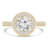 Round Lab Created Diamond Vintage Cathedral Diamond Bridge Round Halo Engagement Ring in Yellow Gold (MVSLG1097-Y)