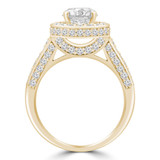 Round Lab Created Diamond Vintage Cathedral Diamond Bridge Round Halo Engagement Ring in Yellow Gold (MVSLG1097-Y)