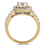 Round Lab Created Diamond Cathedral Cushion Halo Engagement Ring in Yellow Gold (MVSLG1098-Y)