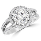 Round Lab Created Diamond Split-Shank Round Halo Engagement Ring in White Gold (MVSLG1100-W)
