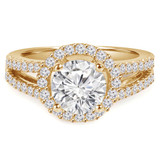 Round Lab Created Diamond Split-Shank Round Halo Engagement Ring in Yellow Gold (MVSLG1100-Y)