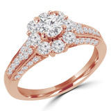 Round Lab Created Diamond Round Halo Engagement Ring in Rose Gold (MVSLG1104-R)